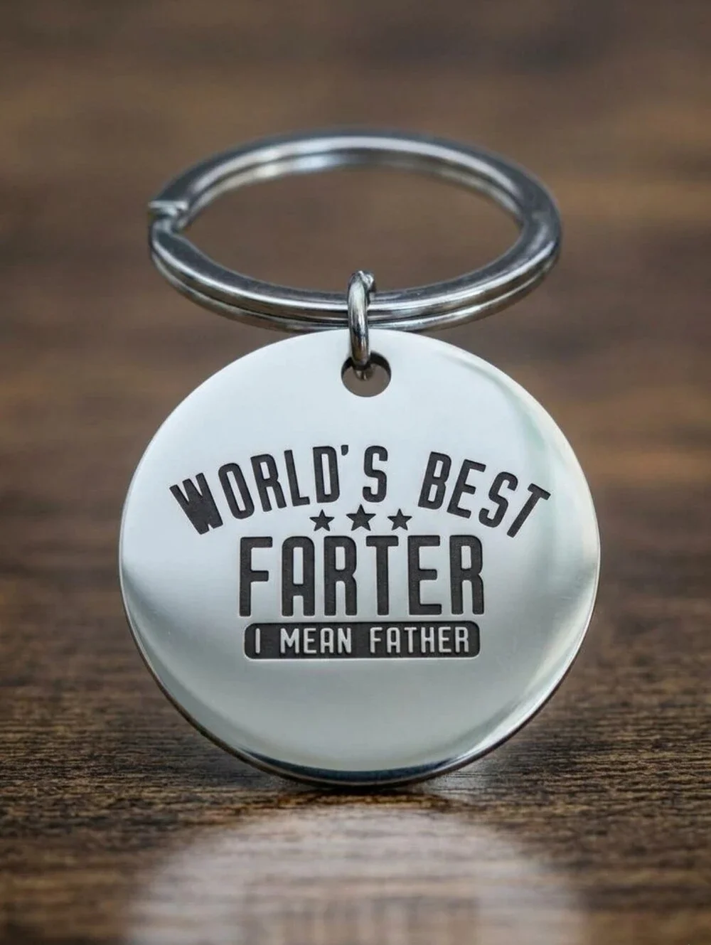 'World's Best Farter (I Mean Father)' Keychain - Novelty Keychain Gift For Dad